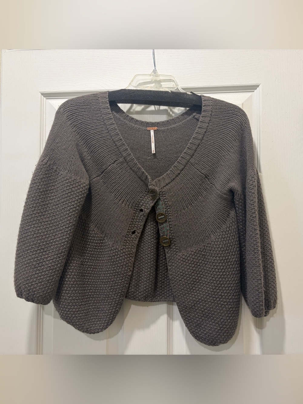 EUC Free People Charcoal Gray Knit Button Cardigan Size XS